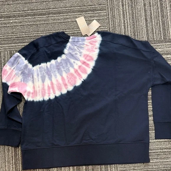 J. Jill Navy Tie-Dye Crewneck Sweatshirt with Pink & Light Blue Yoke - Picture 7 of 7